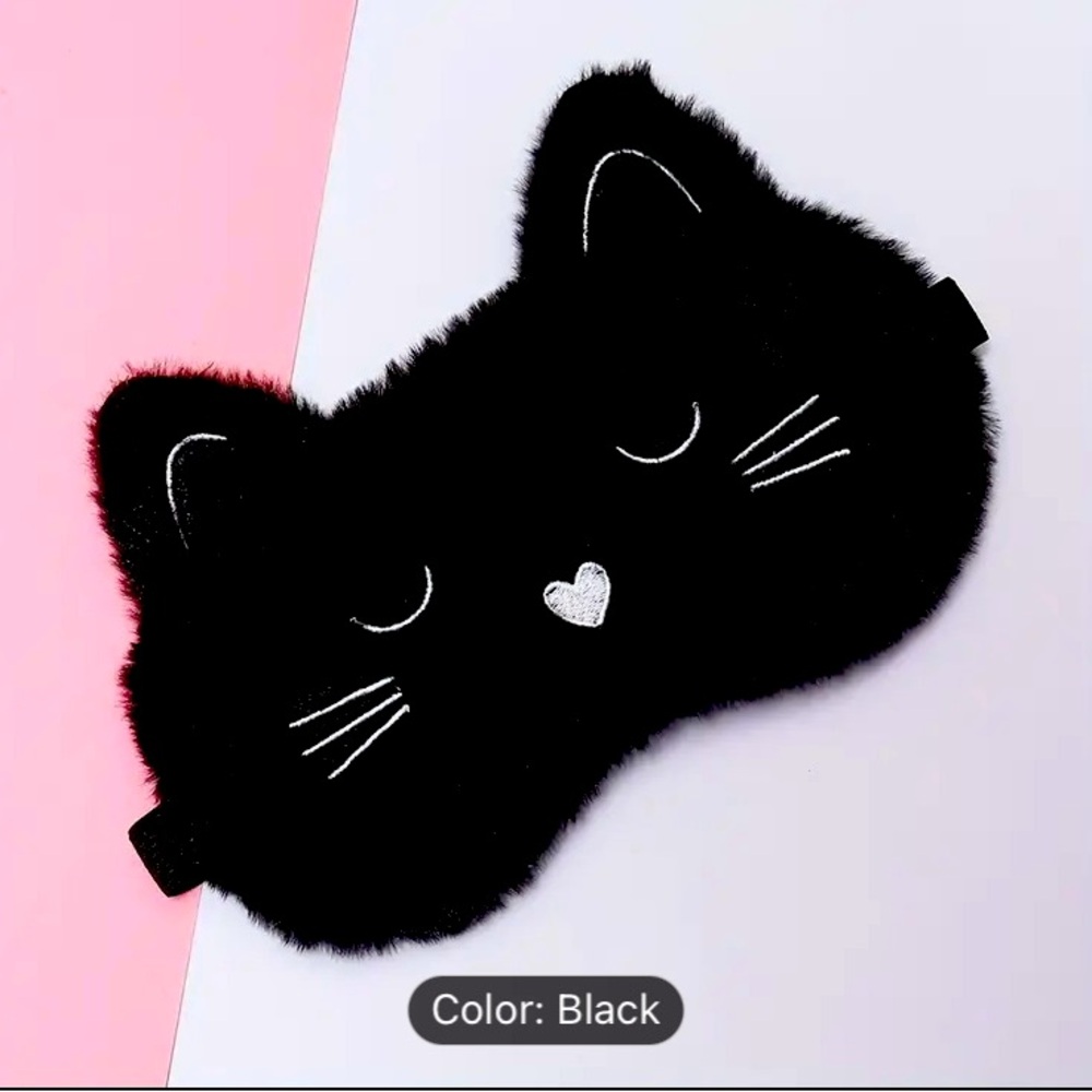 oft Plush Cat Sleeping Eye Mask – Adorable 3D Kitten Design & Adjustable Band